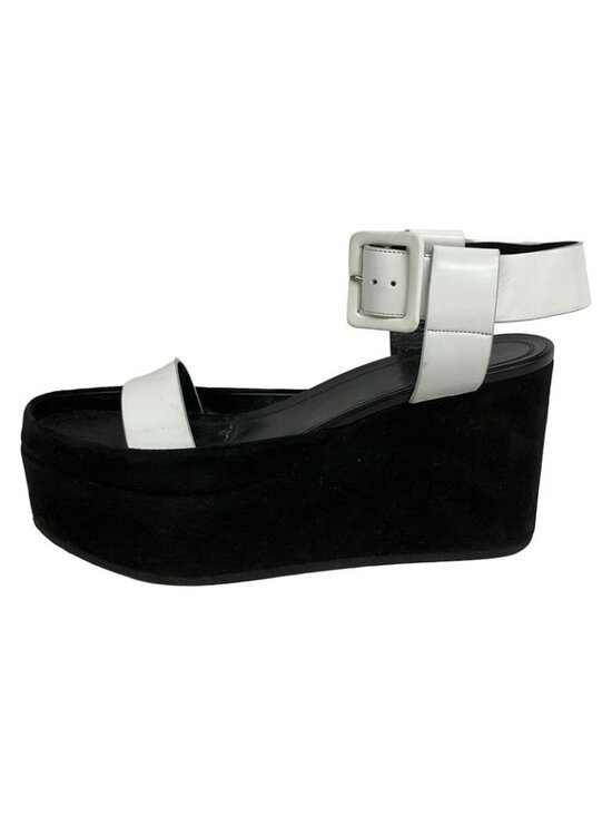 Celine Sandals 38.5 White Black Wedge Sole Leather main image 10